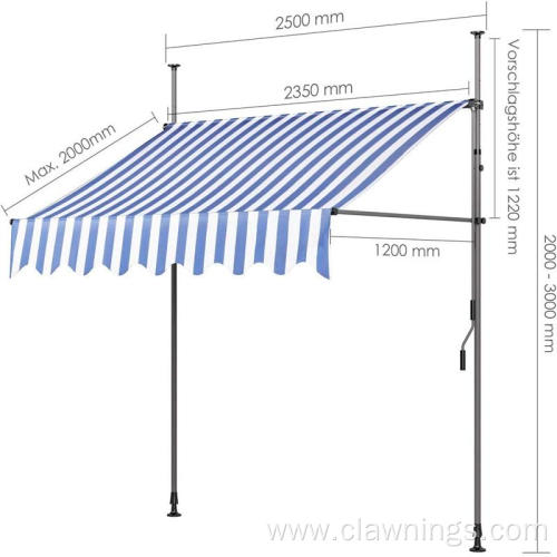 Vertical Manual Retractable Balcony Clamp Awning